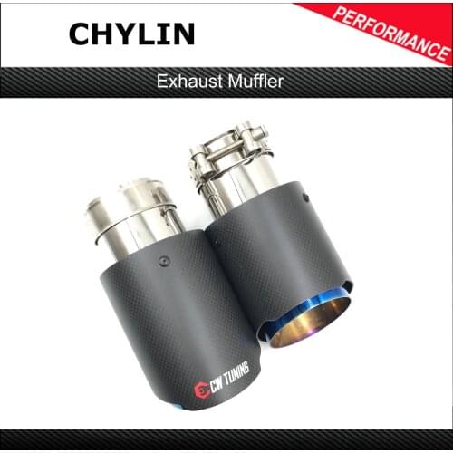 1 Piece Carbon Muffler Tip Exhaust System Universal Straight Stainless Blue Exhaust Pipe Mufflers Multiple Sizes For Ak