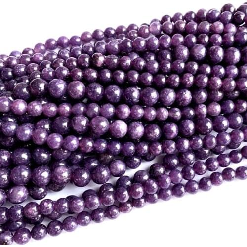Natural Genuine Dark Purple Lepidolite Stone Round Loose Gemstone Stone Beads 4-12mm 15" 06339