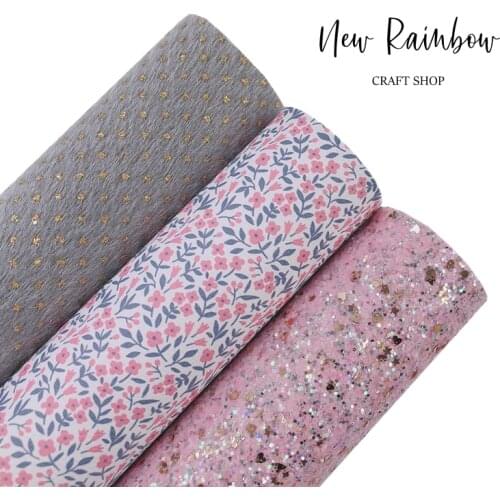 New Rainbow 22x30cm/A4 Pink & Grey Pretty Liberty Florals Bundle Leatherette Hair Bows, Baby Shoes, Purses, Crafts, DIY Handmade