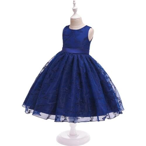 New Style Girls Wedding Dresses Kids Lace Embroidery Party Dress Princess Girls Performance Dancing Clothing