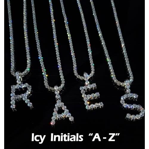 Single Tennis Letters With Tennis Chain Letter Pendant Jewelry Charm Cubic Zirconia Hip Hop Necklaces Drop Shipping