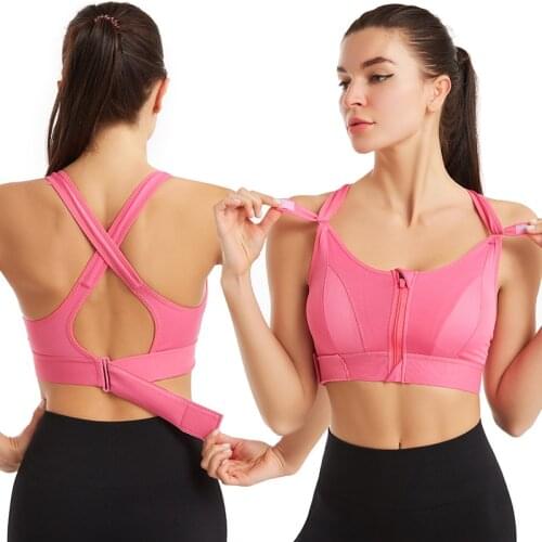 Adjustable front zipper sports bra shockproof breathable rimless sports vest Yoga back underwear women