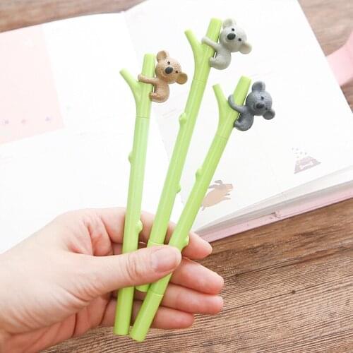 Koala Pen Ballpoint Black Cute Color Gel Ink Pens for Writing Climbing Green Branch Stationery Office School