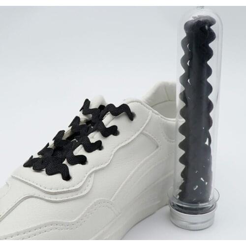 2021 New Sneaker Shoe String 0.5cm Big Wave Knitting Gentlewoman Shoe Cord Retro Vintage Shoelace Shoestrings 2 Colors