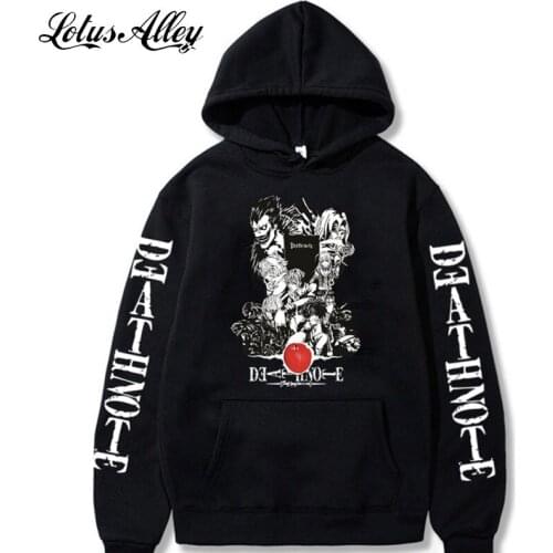 Japanese Anime Hoodie Death Note Cartoon Print Pullover Men Women Hoodies Sweatshirt Cotton Hooded Plus Size Harajuku Sweatshirt