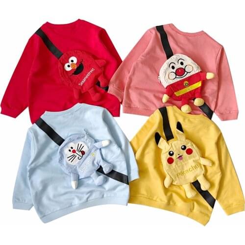 Tonytaobaby Autumn New Childrens Clothing Cartoon Backpack Clothing Baby Girl Sweatshirt Baby Sweatshirt Baby Clothes