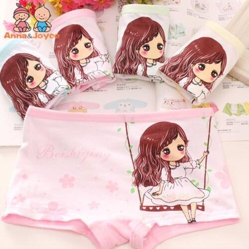 4Pcs/lot Children Girls Cotton Panties Pretty Lovely Cartoon printed Baby Underwear kids Boxer Comfortable Soft Panties for girl