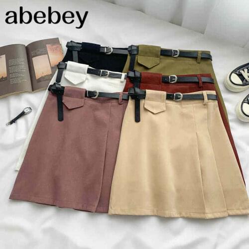2021 New Summer Women Fashionable All-match solid Skirt high waist slim Skirt belt ruched short Skirt