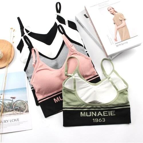 Women Cotton Bra Tube Top Bra Fashion Letter Lingerie Female Sports Bra Sexy Top Women Underwear Sports Tank Up Ladies Crop Top