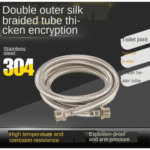 1/2IN 304 Stainless Steel Braided Inlet Hose Faucet Water Heater Cold and Hot Water Supply Pipe Metal Connection Pipe