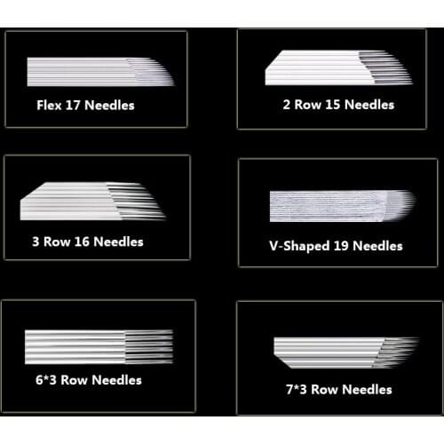 100PCS Laminas Agulhas Tebori Microblading 19 U Shape Needles Permanent Makeup Tattoo Needle Flex Blades for Eyebrow Manual Pen
