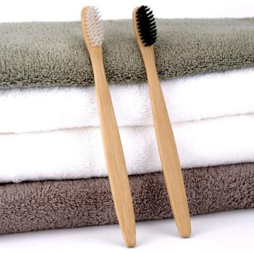 2 Pcs Bamboo Toothbrush Environmental Portable Tongue Cleaner Oral Hygiene Care Soft Bristle Wooden Tooth Brushes