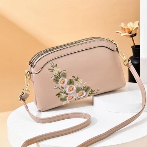 2021 New Trend Embroidered Female Bag Fashion Shoulder Messenger Bag Mom Bag Womens Double-Layer Ladies Party Bag Shopping Bag