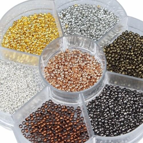 2800pcs/box Mixed Colors 2mm Round Copper End Beads Crimp Beads Stopper For Bracelet Necklace Locator DIY Jewelry Findings