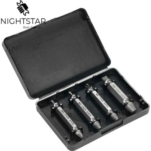 4Pcs HSS4341 Damaged Screw Extractor Speed Out Drill Bits Tool Set Broken Bolt Remover #1 #2 #3 #4 Drill Bits for Metal