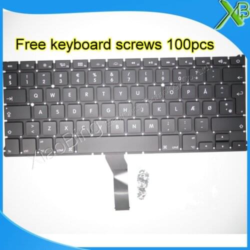 5PCS--Brand New DK Denmark keyboard+100pcs keyboard screws For MacBook Air 13.3" A1369 A1466 2010-2015 Years