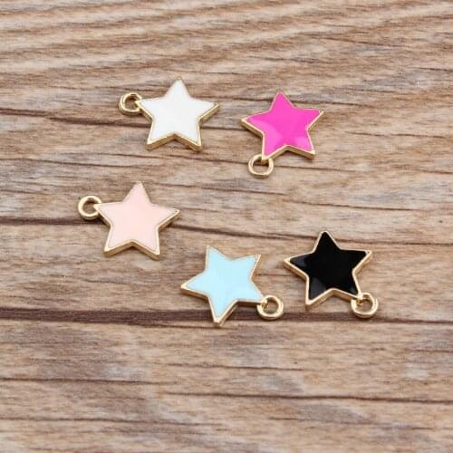 New 5pcs DIY Fashion charms Gifts 5 Color Enamel Pentagram Alloy Pendant for Making Hair Bracelet Necklace Jewelry Accessories