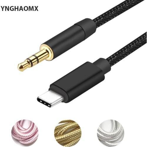 500pcs braided Type C Audio Cable Type-C Male to 3.5mm Male Car AUX Audio Cable Adapter for Huawei Mate 10 P20 Letv2 Pro Xiaomi6