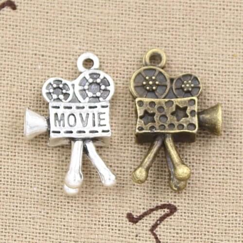 5pcs Charms Movie Play 25x15x5mm Antique charms,pendant fit,Vintage Tibetan Bronze Silver color,DIY Handmade Jewelry