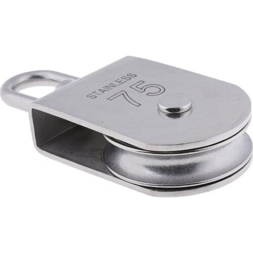 75mm 304 Grade Stainless Steel Polished Single Pulley Block Chain Lifting Traction Wheel