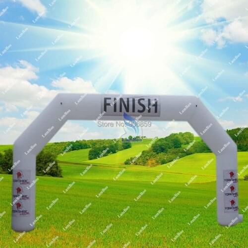 8 Meters White Inflatable Finish Line Arch 8meters Inflatable Finish Archway Hook&Loop with Your logo Free Shipping