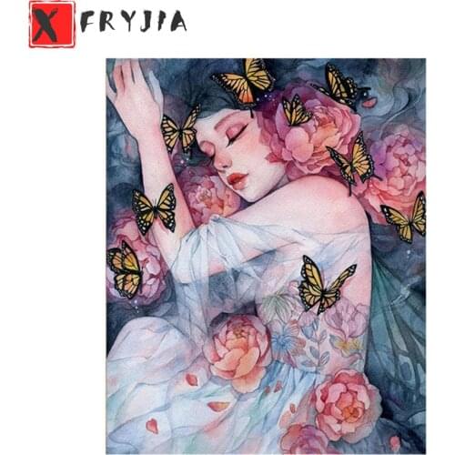 Diamond Painting Butterfly girl, flower 5d Diamond Embroidery Full Display Diamond Mosaic Cross Stitch Rhinestone Decoration