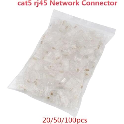 Cat5 RJ45 Connector Cat5E 8P8C Modular Ethernet Cable Head Plug Gold-plated Cat 5 Crimp Network RJ 45 Connector Wholesales