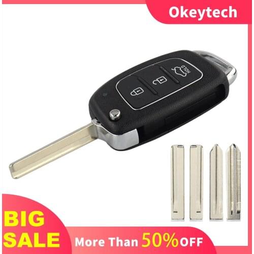 OkeyTech 3Buttons Flip Replacement Remote Car Key Shell For Hyundai Solaris IX35 IX45 ELANTRA HB20 Verna Solaris Fob Case Cover