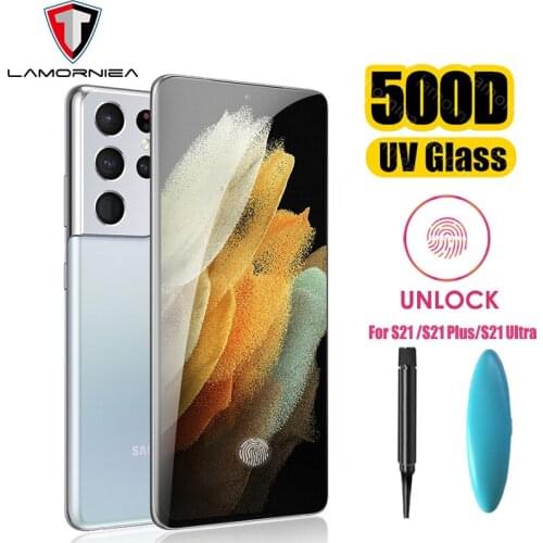 For Galaxy S21 Ultra Screen Protector UV Full Glue Tempered Glass Film For Samsung S8 S9 S10 S20 FE S21 Plus Note 10 20 Ultra 5G
