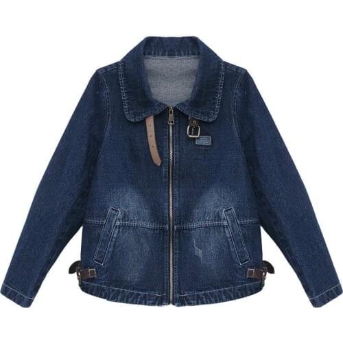 Denim Jacket Female 2021New Plus Size Spring Autumn Loose BF Slim Lady Cowboy Outwear Short Fashion Women Printed Jeans Coat 386