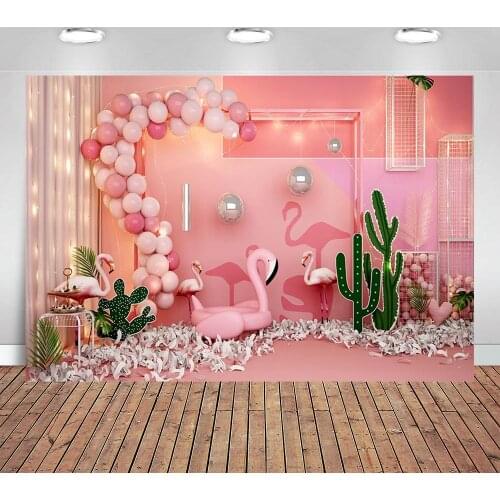 Photo Backdrop Birthday Party Decor Pink Balloon Flamingo Girl Banner Wallpaper Photo Background Photophone Photo Studio