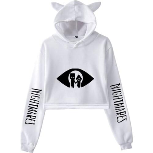 Little Nightmares Hoodie Cat ears Cropped Hooded Female Sweatshirt Casual Crop Top Womens Hoodie Harajuku Girls Clothes Kpop