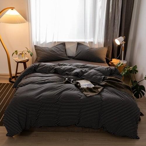 Japanese Black And White Stripes Pattern Bedding Set ,220x240 Duvet Cover Pillowcase 3pcs,200x200 Duvet Cover,Big Quilt Cover
