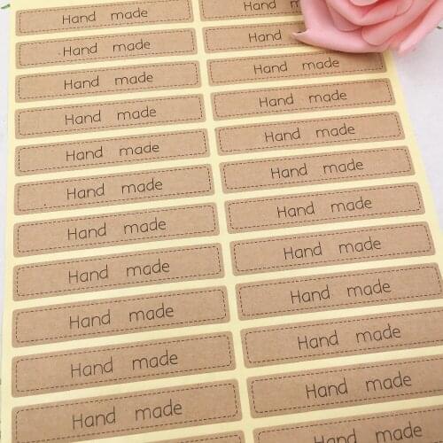 Brown Kraft Paperboard Handmade With Love Stickers Labels Long Strip Shaped For Envelop Jewelry Bag Sealing Sticker 300Pcs/Lot