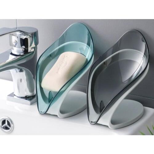 Creative leaf soap box bathroom non perforated sucker soap box rack toilet drain laundry soap box shelf