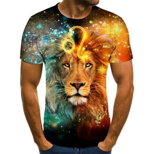 Male Fashion T-shirt Male 2019 Newest 6XL Lion 3D Print Animal Cool Funny T-Shirt Men Short Sleeve Summer Tops T Shirt Tshirt