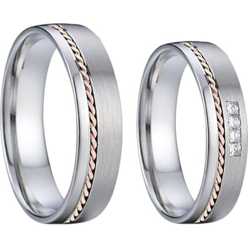 Alliance Designer wedding rings pair for men and women rose goldtwist titanium jewelry mens and ladies couple ring set
