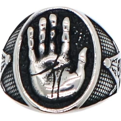 New Arrival Unisex 316L Stainless Steel Freemasons Silver-Color Palm Ring