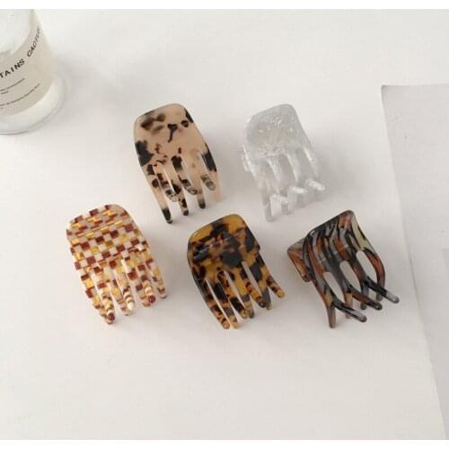 New Ins Acetate Mini Hair Claw Clip Hair Accessories Checkered Plaid Grid Geometric Clawclip Small Size Hair Clamps Grab Women