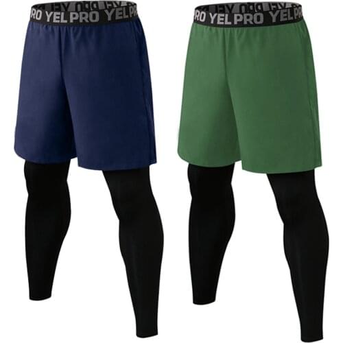 New Mens Sports Pants Compression Tights Jogging Sport Trousers For Men 2 in 1 Leggings Running Tracksuit Pants Bodybuilder Gym