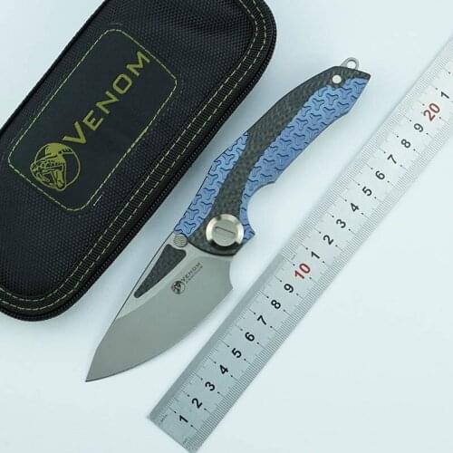 VENOM new armor KEVIN JOHN Flipper folding knife m390 blade CF titanium outdoor camping survival fruit knife EDC tool
