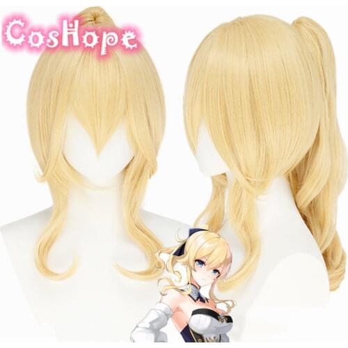 Genshin Impact Jean Cosplay Women 40cm Light Golden Wig Cosplay Anime Cosplay Wigs Heat Resistant Synthetic Wigs Halloween