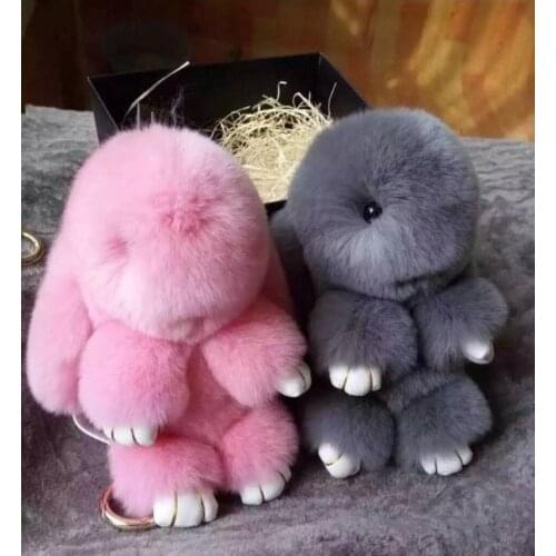 10 pcs/lot 15cm Rabbit plush keychain Cute Simulation Rabbit Animal Fur Doll Plush Toy Keychain bag Decoratio birthday gifts