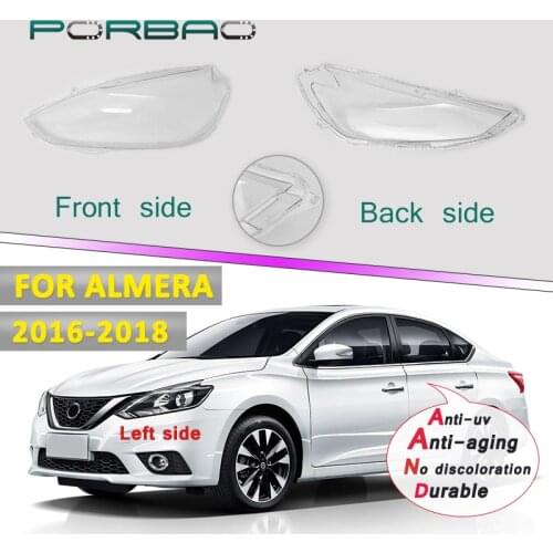 Headlight Transparent Glass Lens Cover for ALMERA SENTRA Headlamp Clear Shell 16-18 Front Lampshade Replacement DIY