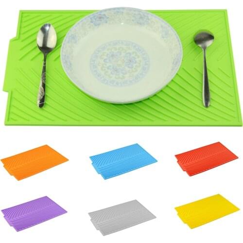 Rectangle Silicone Dish Drying Mat Heat Resistant Tableware Dishwaser Dinnerware Durable Table Pad kitchen accessories