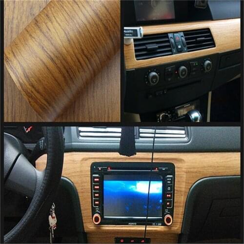All Season PVC Wood Grain Textured Car Interior Decoration Stickers Waterproof Furniture Door Automobiles Vinyl Film Car-Styling