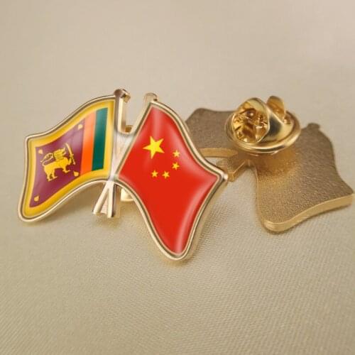 Sri Lanka and China Crossed/Double/Friendship Flags Lapel Pins/Brooch/Badges