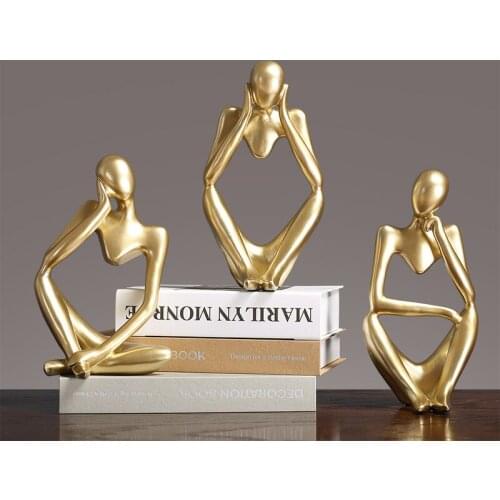 Thinker Style Abstract Sculpture Resin Statue Figurine Modern Craft Art Sculpture for Home Piano Office Bookshelf Desktop Decor
