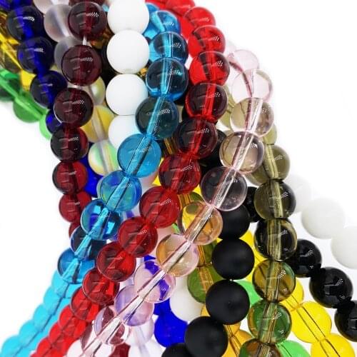 Bulk Wholesale Colorful Glass Beads Round Stone Loose Spacer Beads for Jewelry Making 4/6/8/10/12mm DIY Bracelet Necklace
