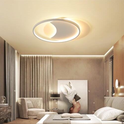 Led ceiling lamp acrylic creative double round fashion home bedroom living room Indoor Lighting RC Dimmable Pendant light